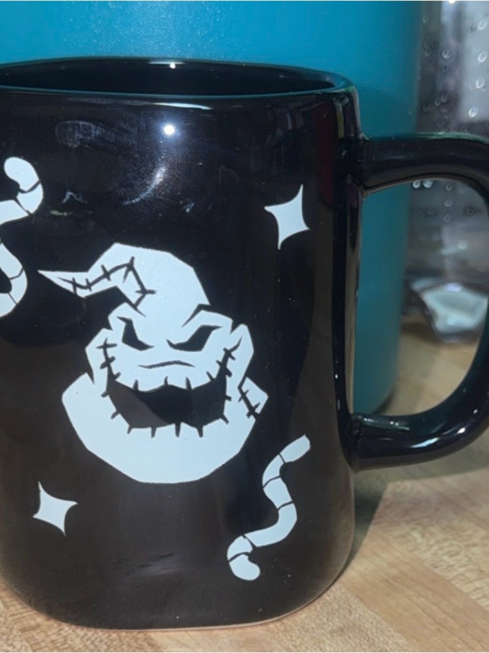 Rae Dunn Black Ceramic Mug with White Halloween Design